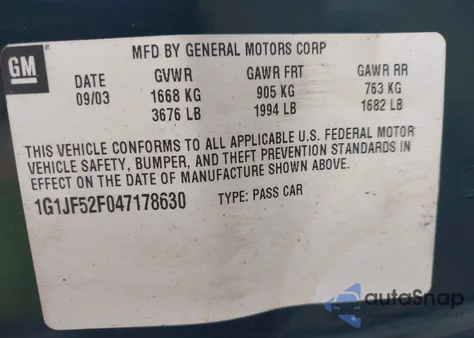 2004 Chevrolet Cavalier Ls из США, поврежденный, VIN 1G1JF52F047178630